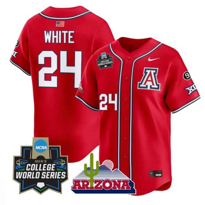 Mason White Jersey #24 Arizona Wildcats 2025 World Series Stitched Red by My Store