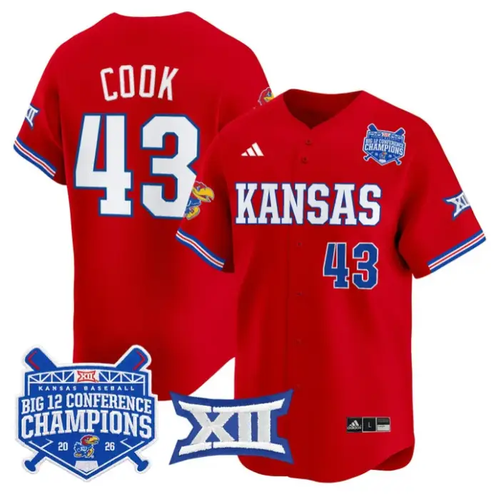 Mason Cook Jersey #43 Kansas Jayhawks Big 12 Champions 2026 Stitched by My Store