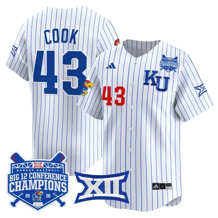 Mason Cook Jersey #43 Kansas Jayhawks Big 12 Champions 2026 Stitched by My Store