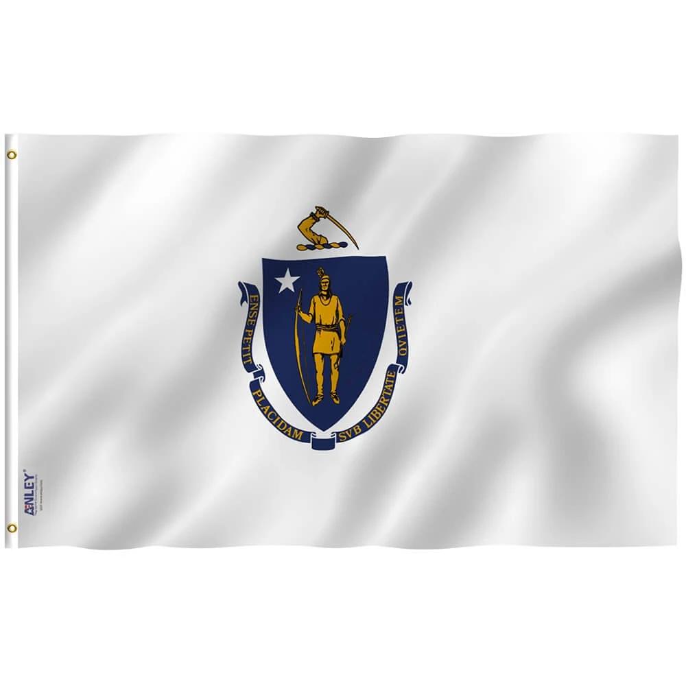 Massachusetts State Flag - Massachusetts MA Flag Polyester with Brass Grommets 3X5Ft Banner USA by flagsjustdoit