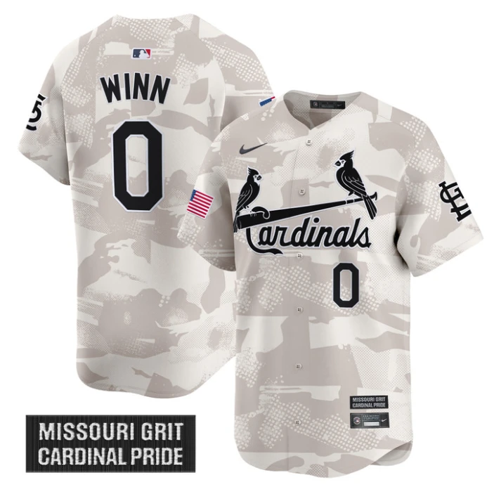 Masyn Winn Jersey #0 St. Louis Cardinals 2025 Armed Forces Day Vapor Stitched Camo by My Store