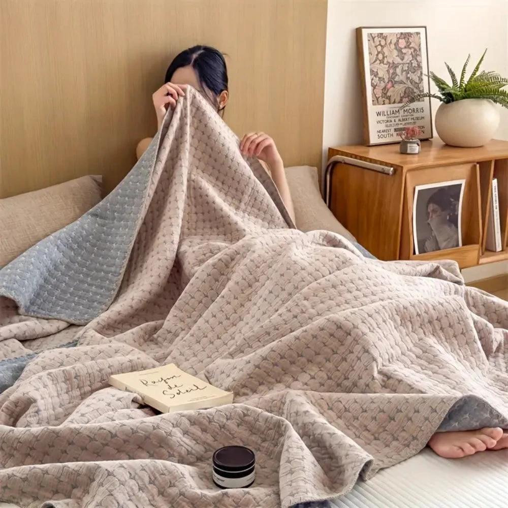 Matelassé Seersucker Reversible Cotton Blanket by Casa & Beyond