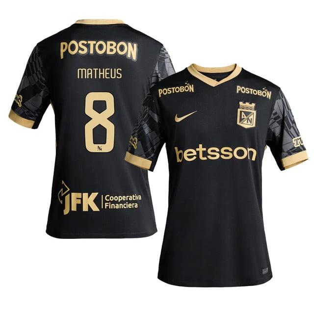 Matheus Uribe 8 Atlético Nacional 2025-26 Away Men Jersey – Black by Soccer Jersey