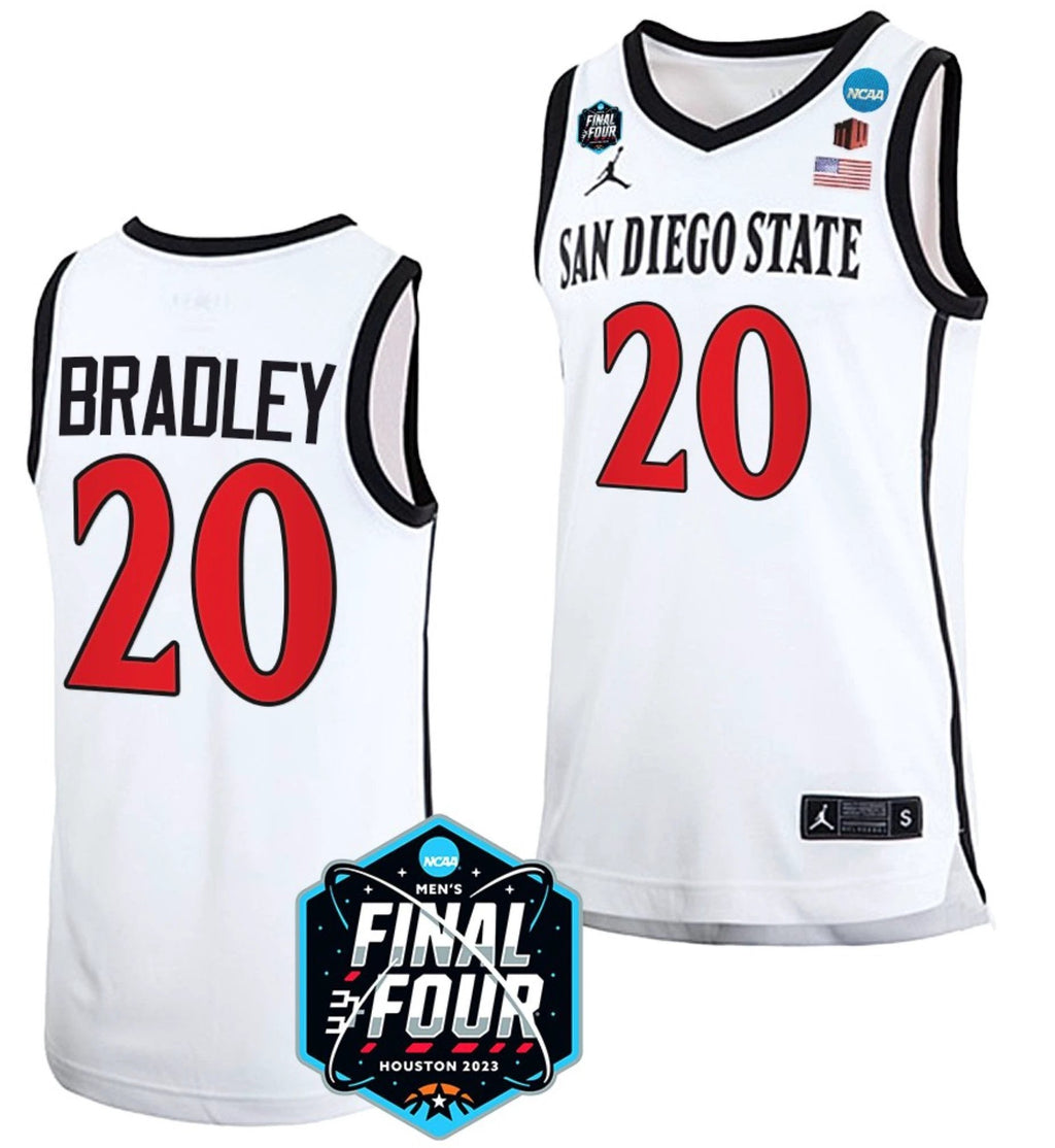 Matt Bradley Jersey San Diego State Aztecs College Basketball 2023 NCAA Final Four White #20 by My store basketball