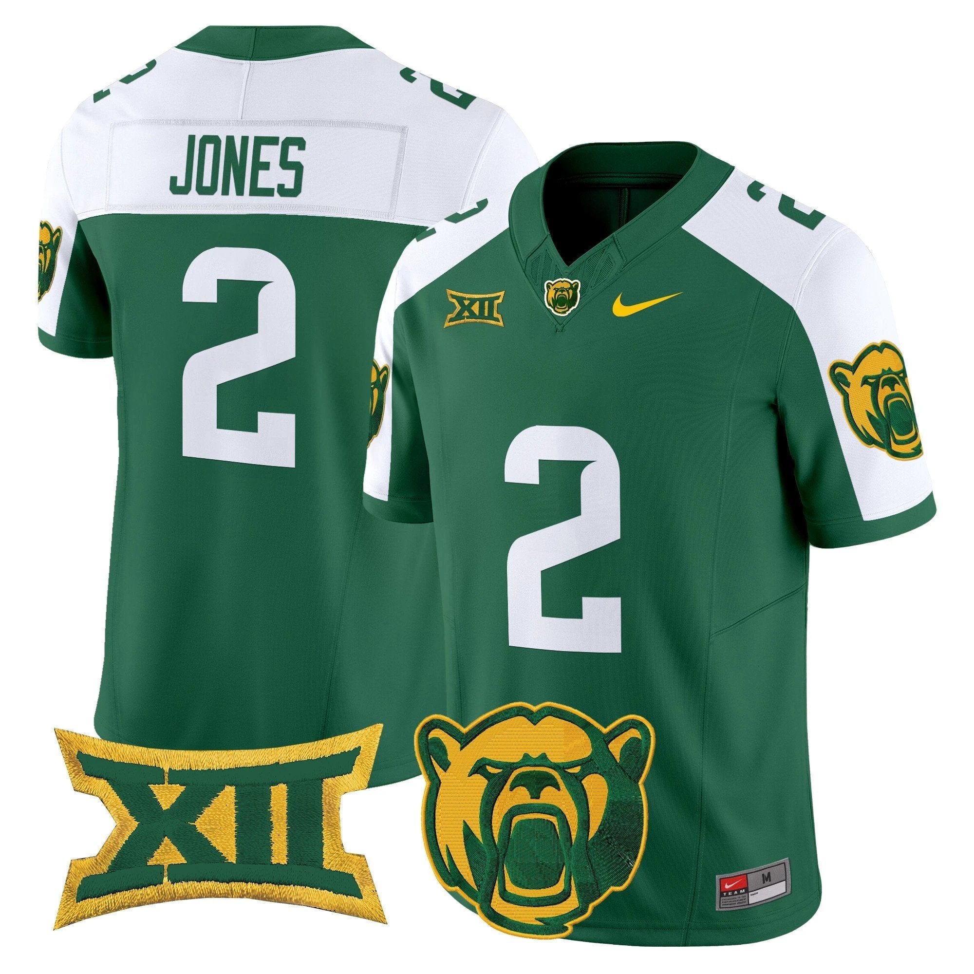 Matt Jones Jersey #2 Baylor Bears 2025 Vapor Limited Stitched Green Alternate by NCAA Football Jersey