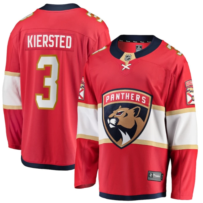 Matt Kiersted 3 Florida Panthers 2025 Breakaway Player Men Jersey Red by Hockey David