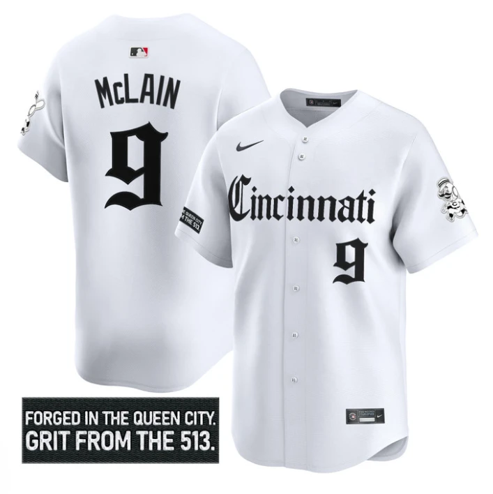 Matt McLain Jersey #9 Cincinnati Reds Gothic Queen City Edition Stitched White by My Store