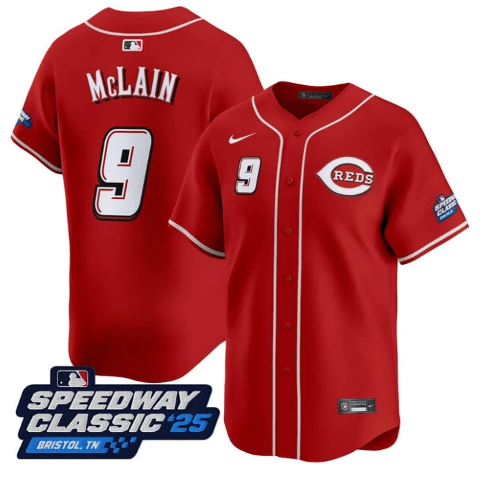 Matt McLain Jersey #9 Cincinnati Reds Speedway Classic Limited Stitched Red by My Store