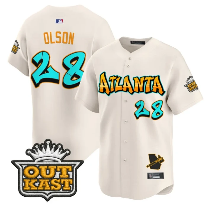 Matt Olson Jersey #28 Atlanta Braves Graffiti A-Town Edition Stitched Cream by My Store