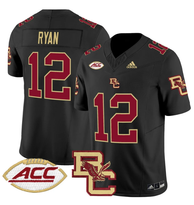 Matt Ryan Jersey #12 Boston College Eagles 2024 Stitched Black by NCAA Football Jersey