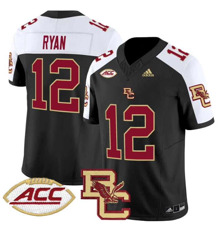 Matt Ryan Jersey #12 Boston College Eagles 2024 Stitched Black Alternate by NCAA Football Jersey