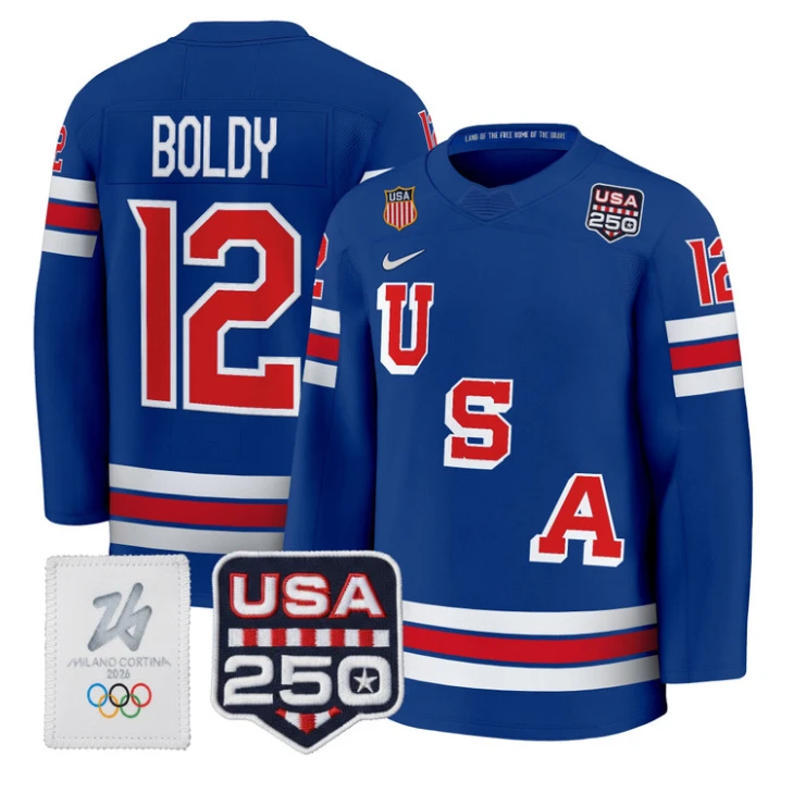 Matt Boldy Jersey #12 USA Olympic 250 Patch Premium Hockey 2026 Stitched by Hockey David