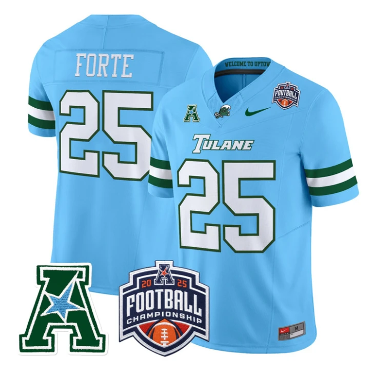 Matt Forte Jersey #25 Tulane Green Wave 2025 AAC Championship Stitched by My Store NCAA Football Jerseys