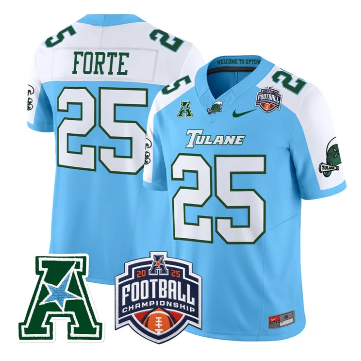 Matt Forte Jersey #25 Tulane Green Wave 2025 AAC Championship Stitched by My Store NCAA Football Jerseys