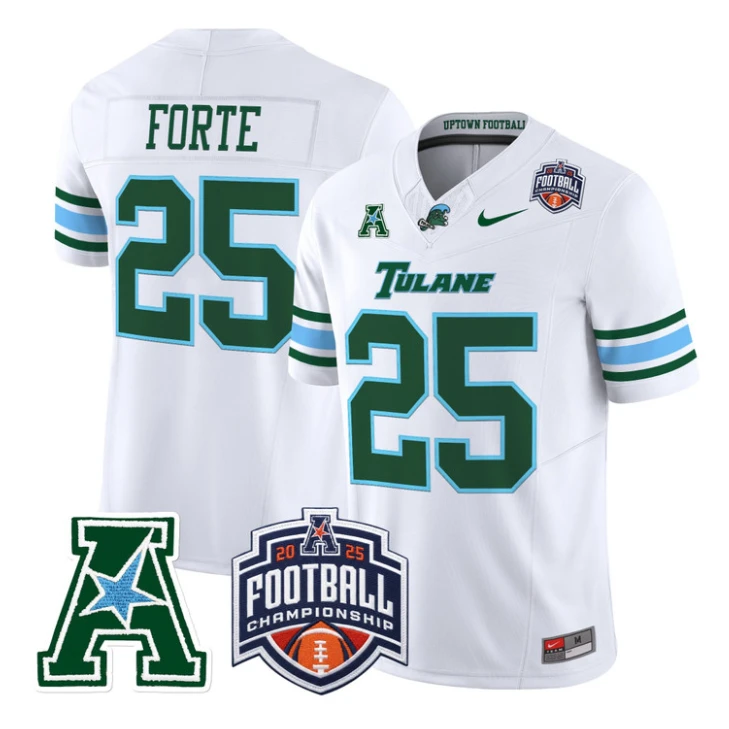 Matt Forte Jersey #25 Tulane Green Wave 2025 AAC Championship Stitched by My Store NCAA Football Jerseys