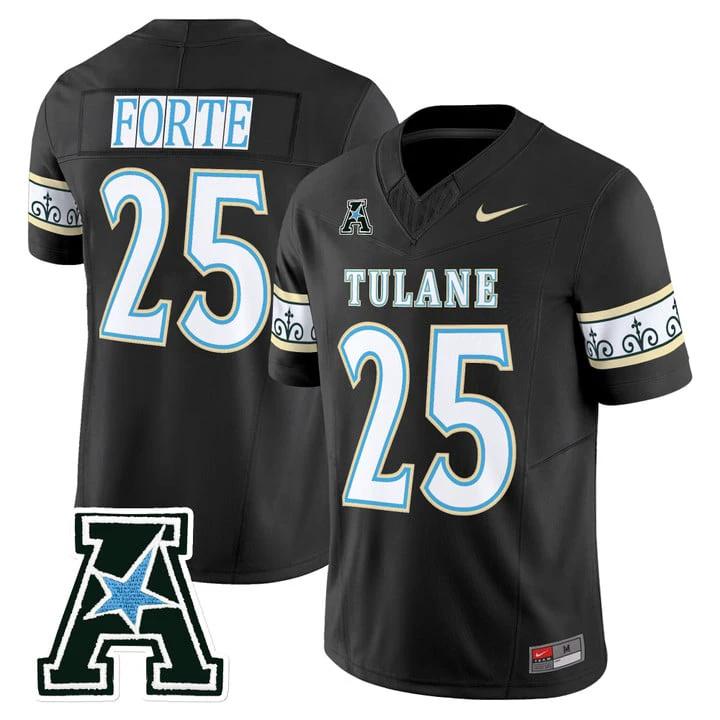 Matt Forte Jersey #25 Tulane Green Wave 2025 City Edition Stitched by My Store NCAA Football Jerseys