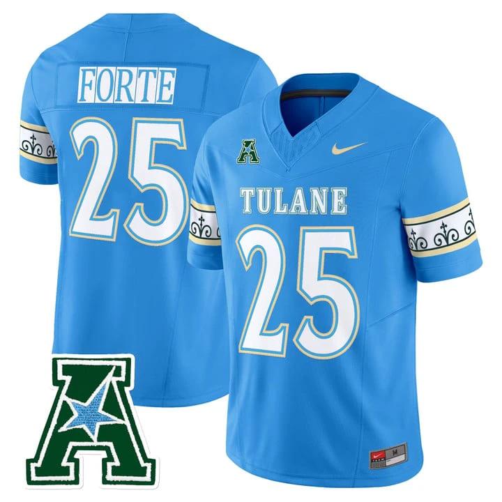 Matt Forte Jersey #25 Tulane Green Wave 2025 City Edition Stitched by My Store NCAA Football Jerseys