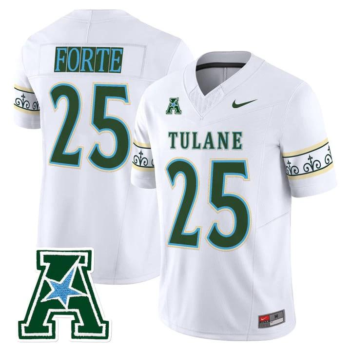 Matt Forte Jersey #25 Tulane Green Wave 2025 City Edition Stitched by My Store NCAA Football Jerseys