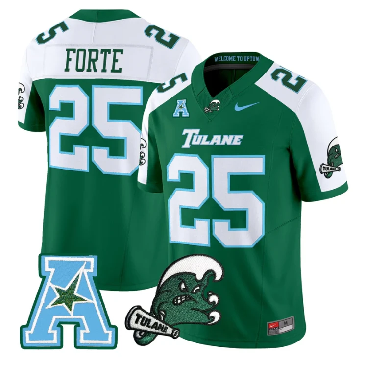 Matt Forte Jersey #25 Tulane Green Wave 2025 Vapor Limited Stitched by My Store NCAA Football Jerseys