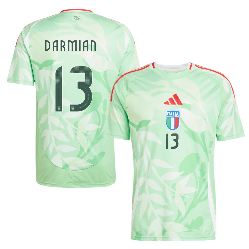 Matteo Darmian 13 Italy National Team 2025-26 Away Men Jersey – Green by Soccer Jersey