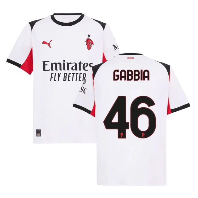Matteo Gabbia 46 AC Milan 2025-26 Away Men Jersey – White by Soccer Jersey