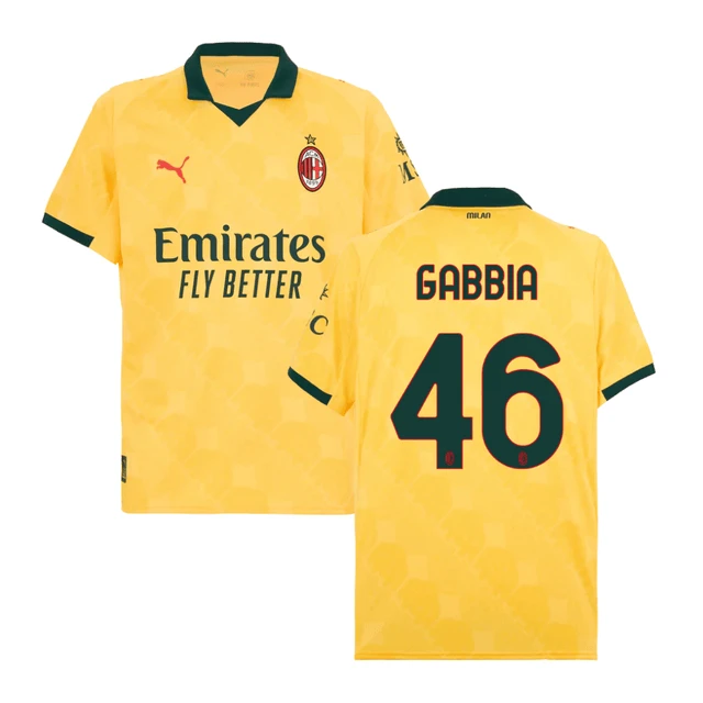 Matteo Gabbia #46 AC Milan 2025-26 Third Men Jersey – Yellow by Soccer Jersey