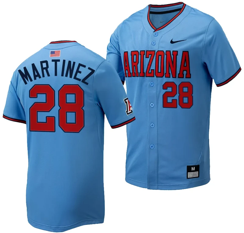Matthew Martinez Jersey #28 Arizona Wildcats Replica Baseball Full-Button Light Blue by My Store