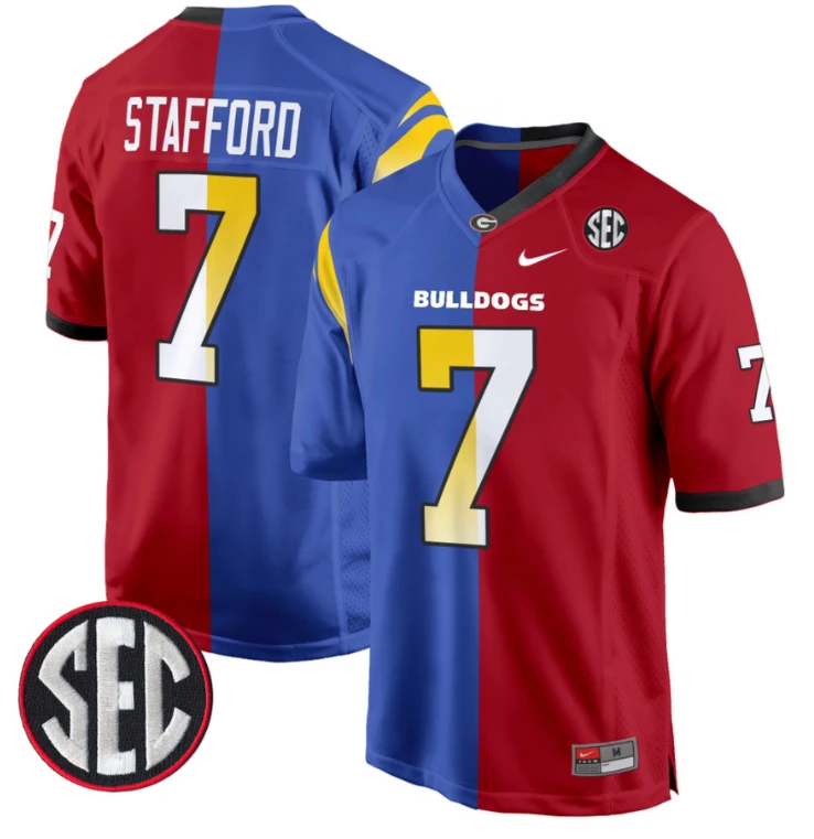 Matthew Stafford Jersey #7 Georgia Bulldogs Split Football Game All Stitched by My Store