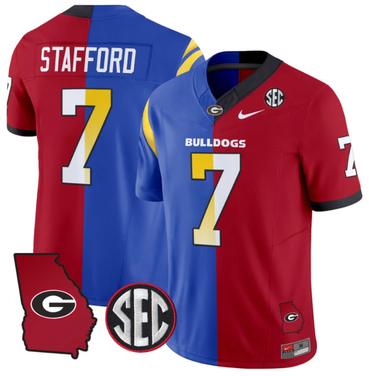 Matthew Stafford Jersey #7 Georgia Bulldogs Split Vapor Football Stitched by NCAA Football Jersey