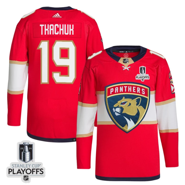 Matthew Tkachuk 19 Florida Panthers 2024 NHL Playoffs Patch Home Jersey - Men, Red by Hockey David