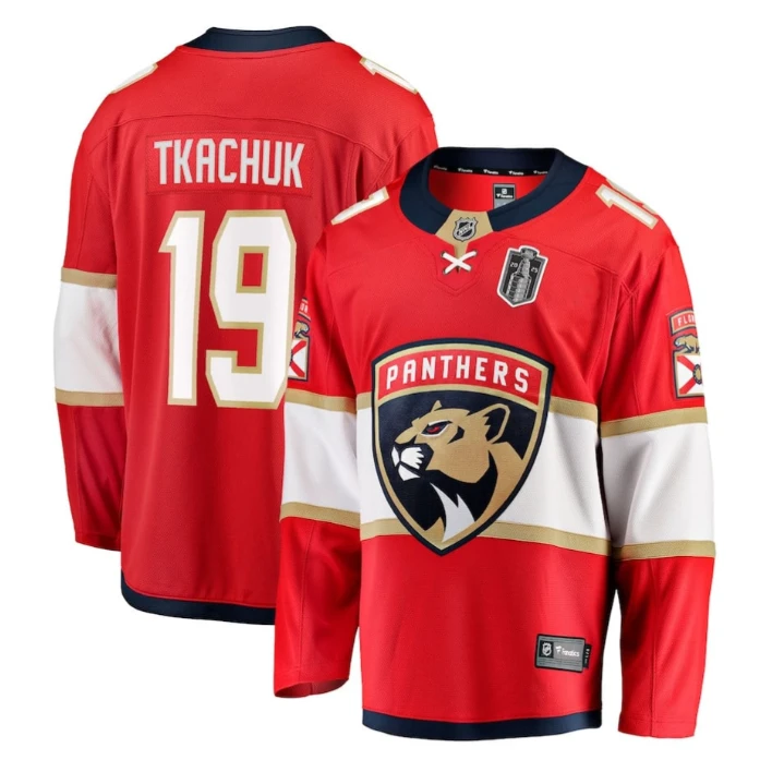 Matthew Tkachuk 19 Florida Panthers 2025 Stanley Cup Final Home Breakaway Men Jersey Red by Hockey David