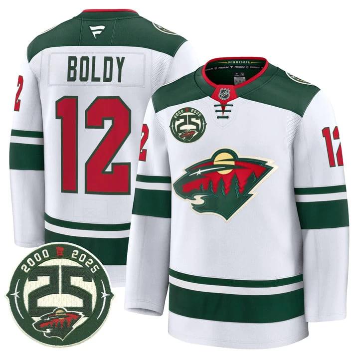 Matthew Boldy Jersey #12 Minnesota Wild 25th Anniversary Patch Stitched by Hockey David