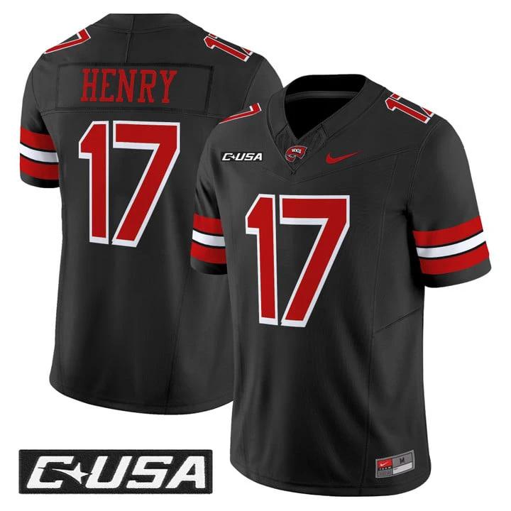 Matthew Henry Jersey #17 Western Kentucky Hilltoppers 2025 Stitched by My Store NCAA Football Jerseys