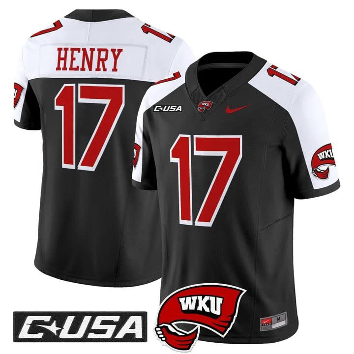 Matthew Henry Jersey #17 Western Kentucky Hilltoppers 2025 Stitched by My Store NCAA Football Jerseys