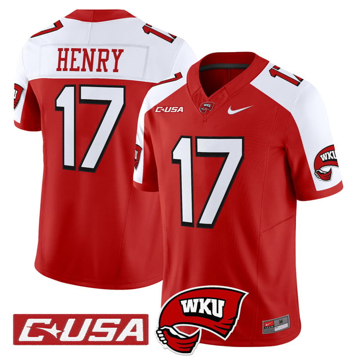 Matthew Henry Jersey #17 Western Kentucky Hilltoppers 2025 Stitched by My Store NCAA Football Jerseys