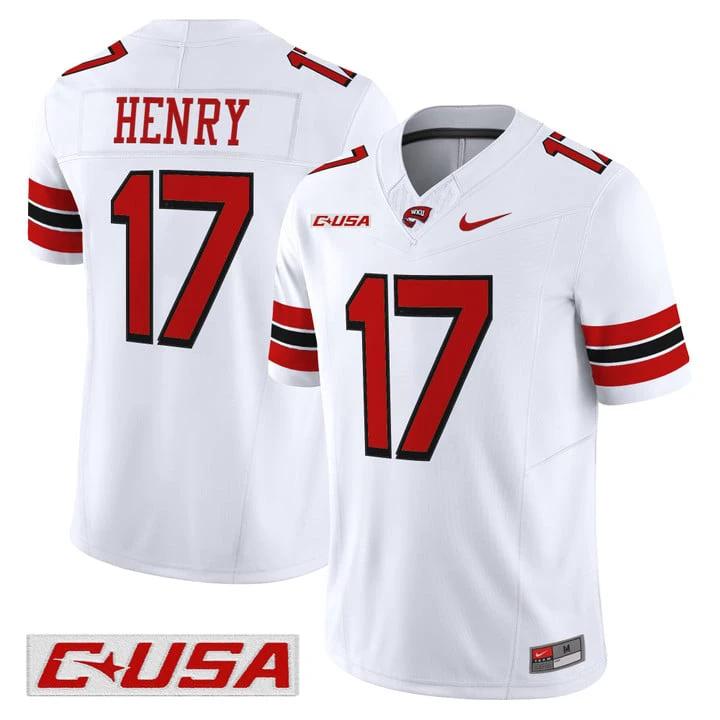Matthew Henry Jersey #17 Western Kentucky Hilltoppers 2025 Stitched by My Store NCAA Football Jerseys