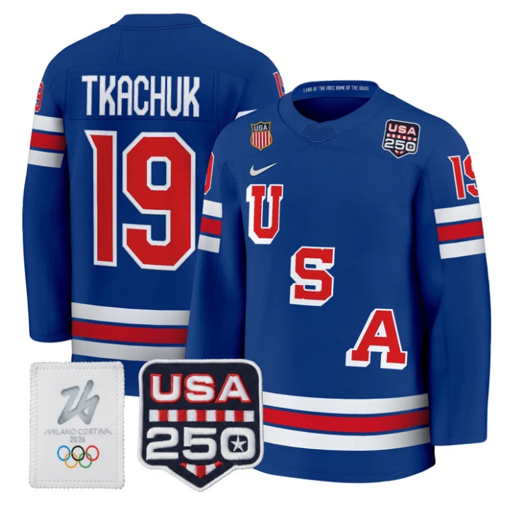 Matthew Tkachuk Jersey #19 USA Olympic 250 Patch Hockey 2026 Stitched by Hockey David