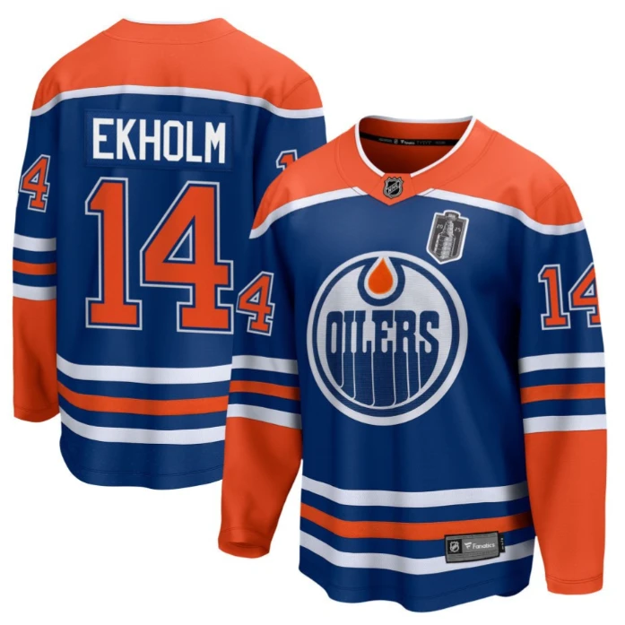 Mattias Ekholm 14 Edmonton Oilers 2025 Stanley Cup Final Home Breakaway Men Jersey Royal by Hockey David