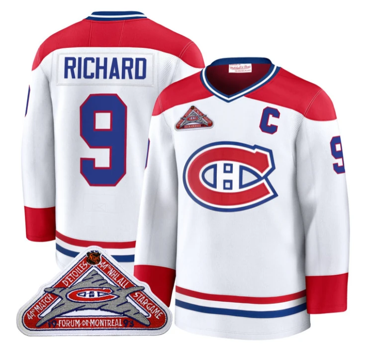 Maurice Richard Jersey #9 Montreal Canadiens Timeless Premium Stitched 1992 Blue Line by Hockey David
