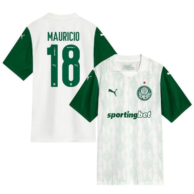 Mauricio #18 Palmeiras 2025-26 Away Match Jersey – White by Soccer Jersey