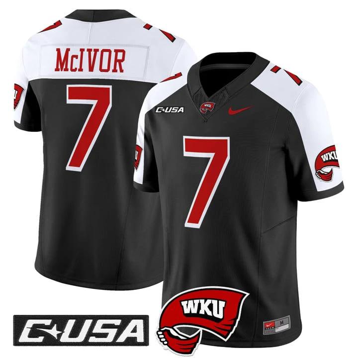 Maverick McIvor Jersey #7 Western Kentucky Hilltoppers 2025 Stitched by My Store NCAA Football Jerseys