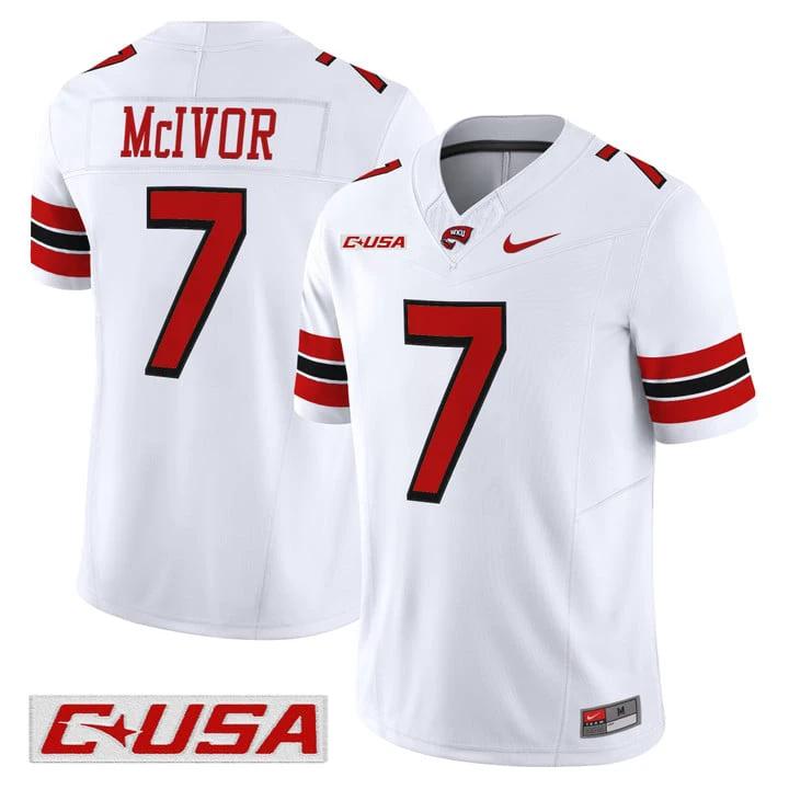 Maverick McIvor Jersey #7 Western Kentucky Hilltoppers 2025 Stitched by My Store NCAA Football Jerseys