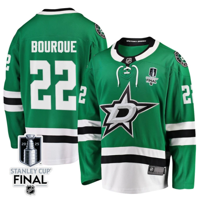 Mavrik Bourque 22 Dallas Stars 2025 STANLEY CUP Final Patch Home Men Jersey Black by Hockey David