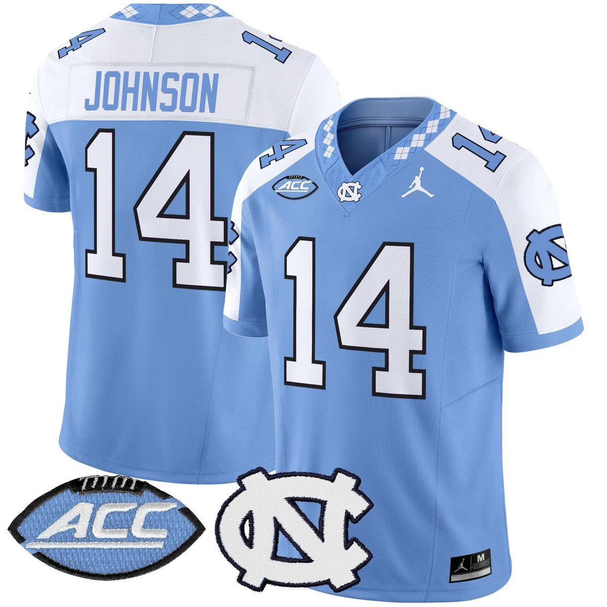 Max Johnson Jersey #14 North Carolina Tar Heels 2025 Limited Stitched by My Store NCAA Football Jerseys
