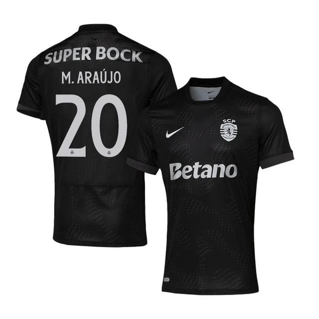 Maxi Araújo 20 Sporting CP 2025-26 Away Match Jersey – Black by Soccer Jersey