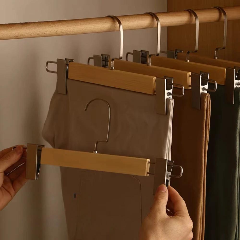 Maxwell Premium Wood Pants Hangers with Clips by Casa & Beyond