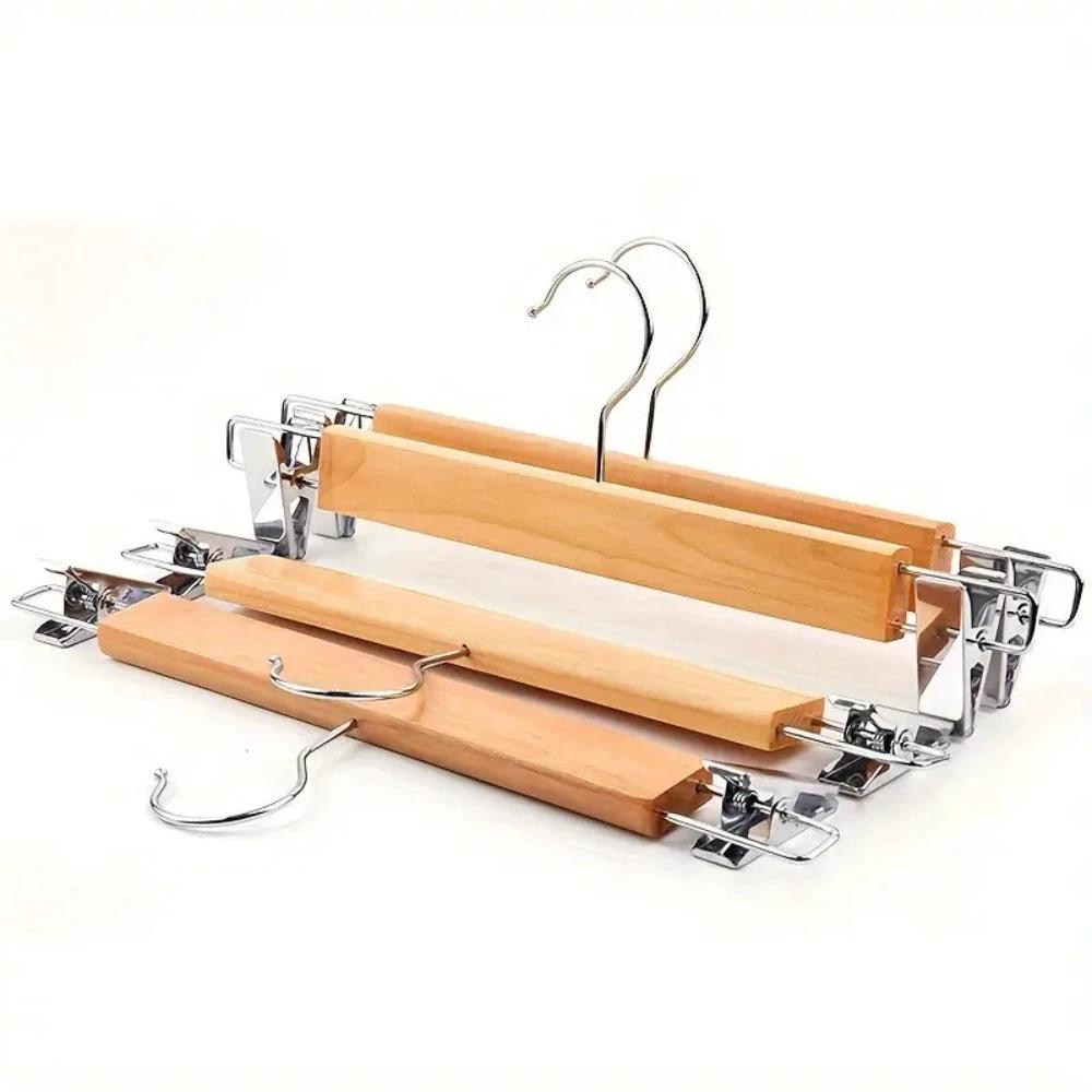 Maxwell Premium Wood Pants Hangers with Clips by Casa & Beyond