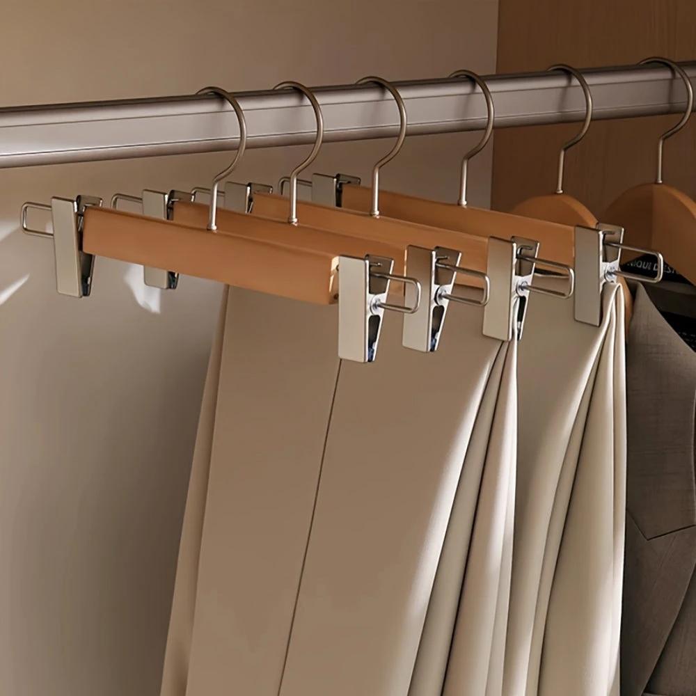 Maxwell Premium Wood Pants Hangers with Clips by Casa & Beyond