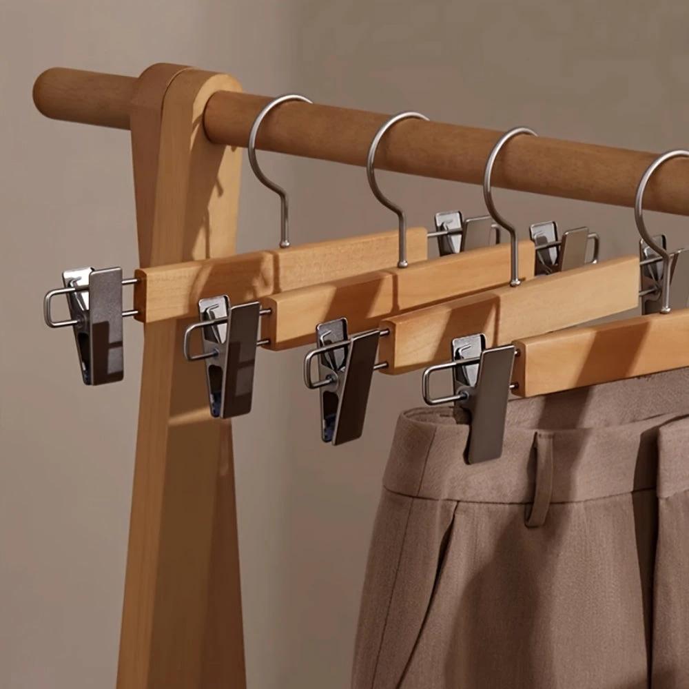 Maxwell Premium Wood Pants Hangers with Clips by Casa & Beyond