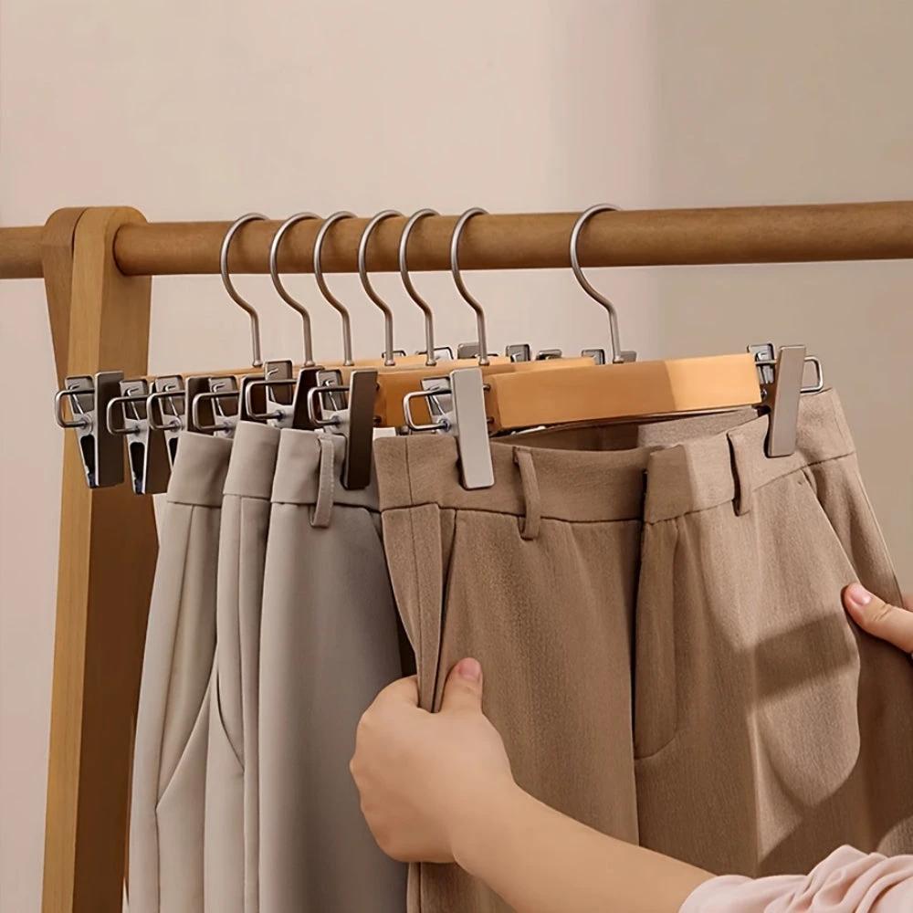 Maxwell Premium Wood Pants Hangers with Clips by Casa & Beyond